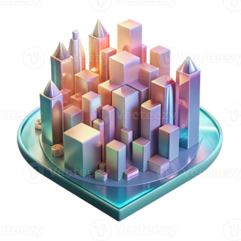 elegant creative Abstract Cityscape 3D Render of Modern Metropolis detailed png