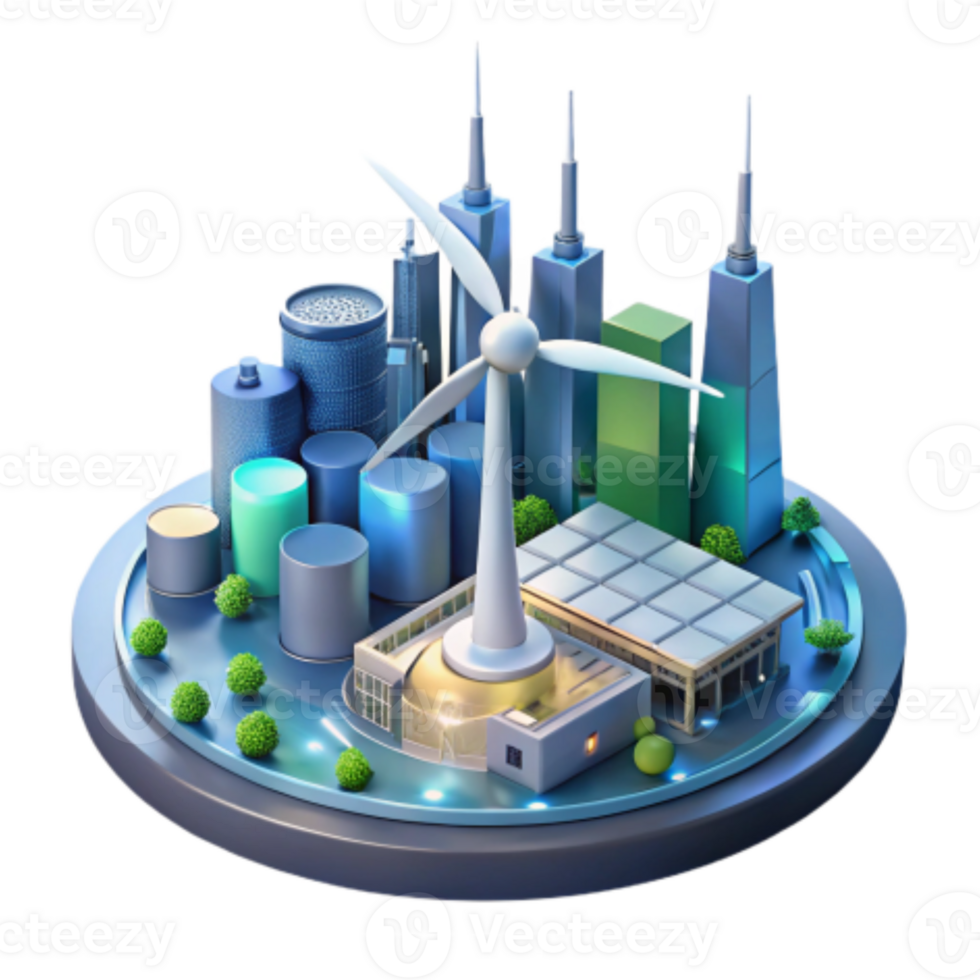 vibrant creative Sustainable City Wind, Solar, and Green Energy Integration professional png