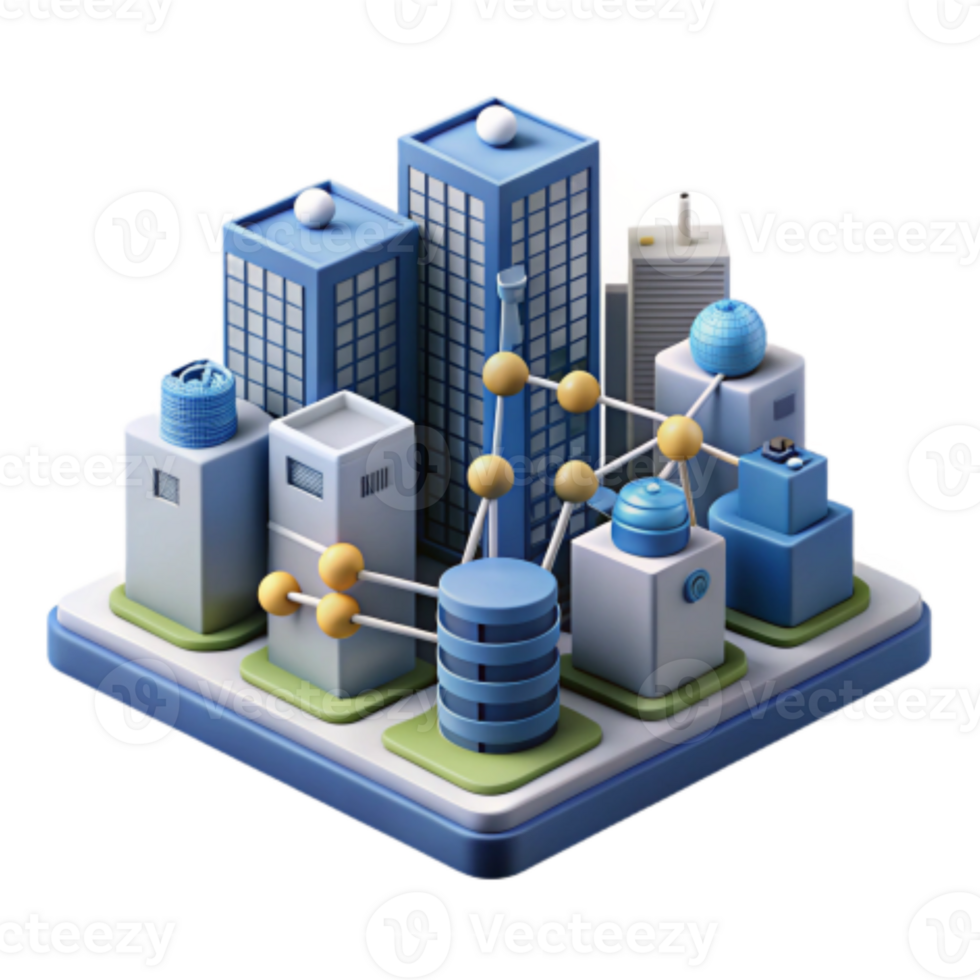 dramatic artistic Smart City Infrastructure Networked Buildings Data Management high resolution png