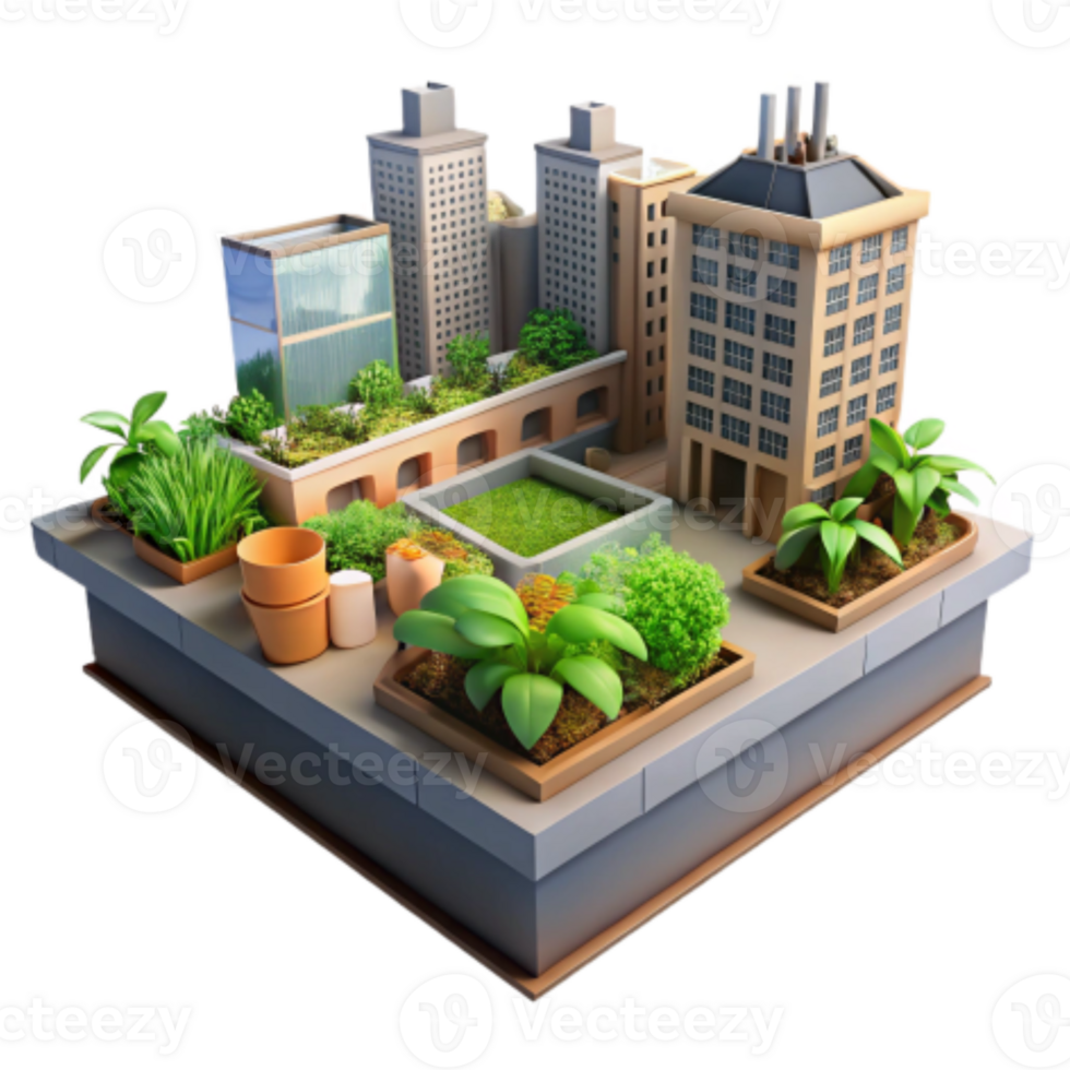 wonderful minimalist Urban Rooftop Greenery Sustainable Cityscape Design detailed png