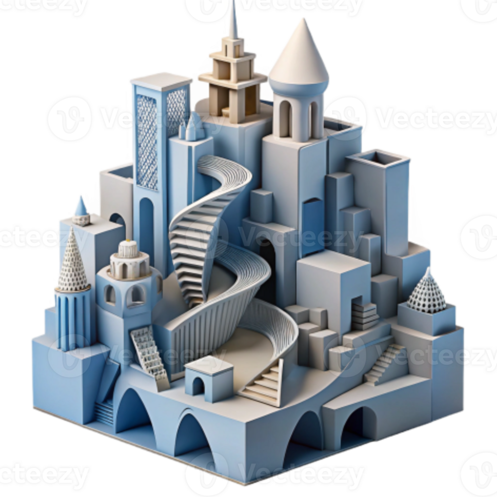 dramatic abstract Abstract Cityscape Architectural 3D Model authentic png