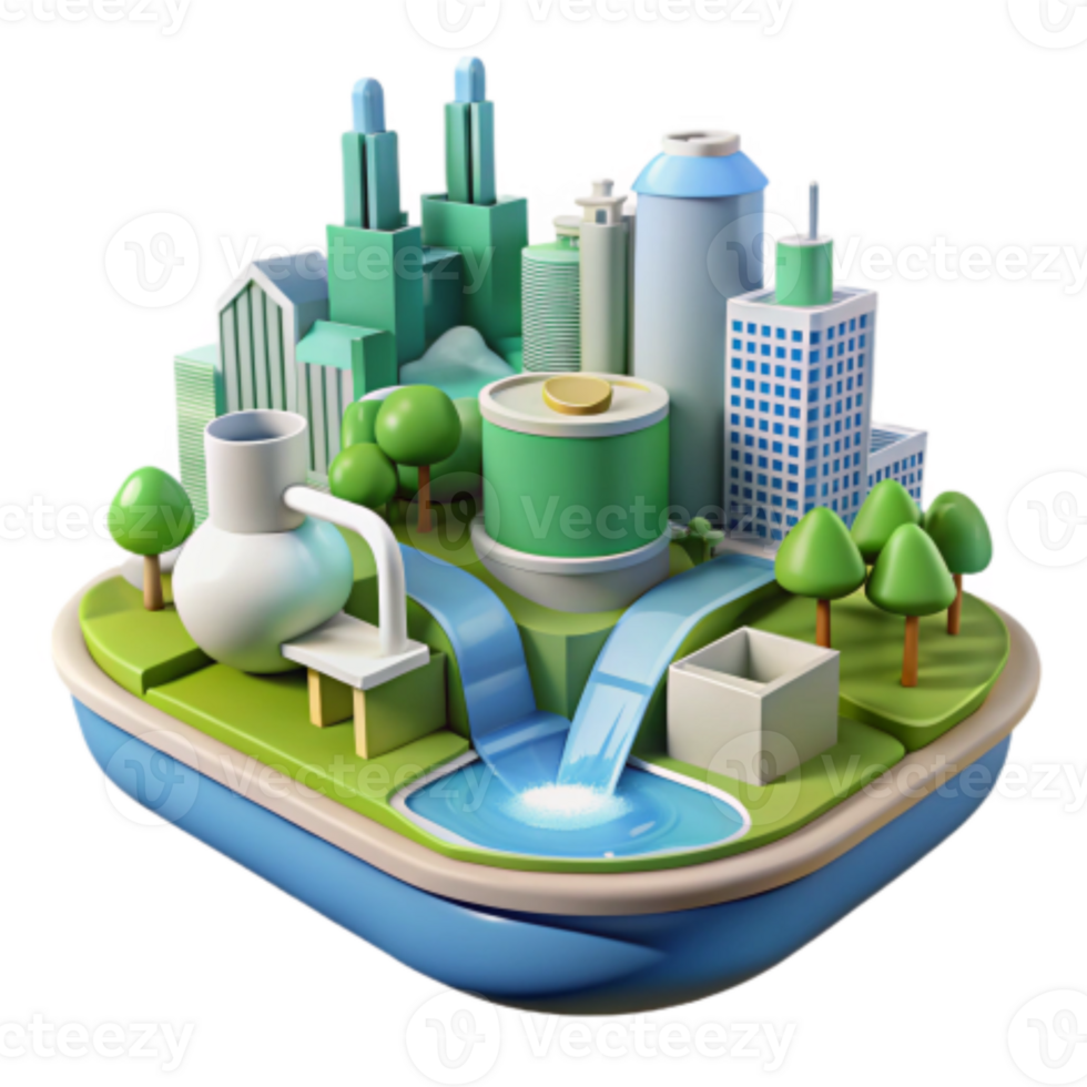 beautiful modern Sustainable City Eco-Friendly Urban Design detailed png