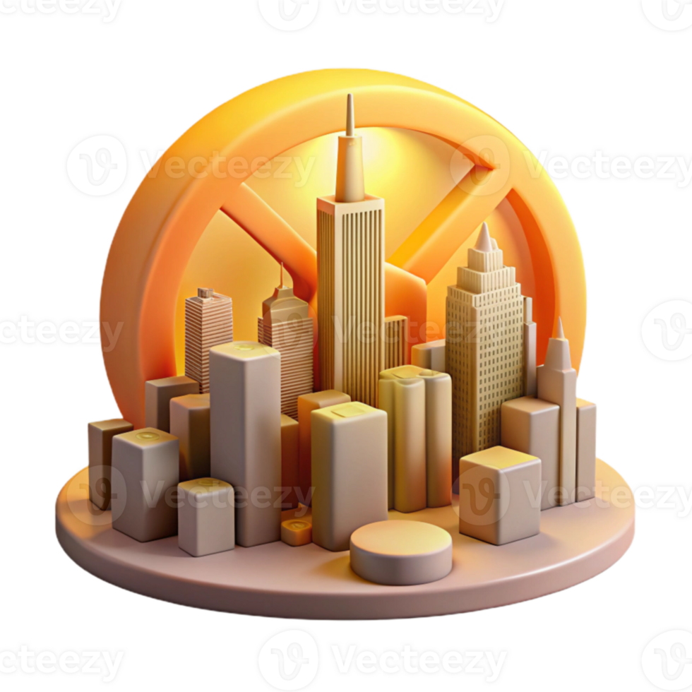 magnificent abstract Urban Skyline at Sunset Cityscape, Buildings, Architecture, Golden Hour, Urban Development, Modern City, 3D Render, Digital Art, Highrise, Metropolis high quality png