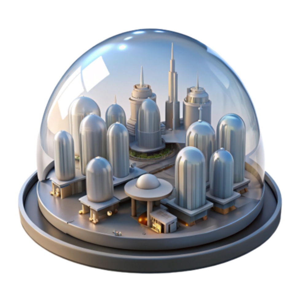 extraordinary abstract Futuristic City Under Glass Dome A 3D Model genuine png