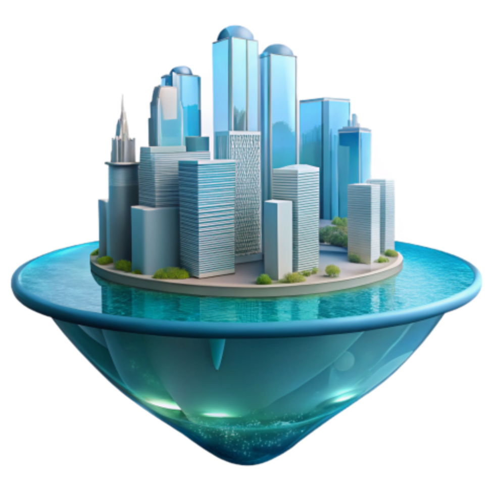 magnificent classic Futuristic Cityscape Island Metropolis genuine png