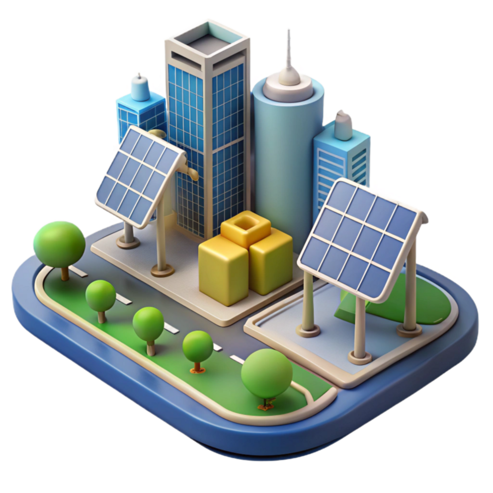 vibrant rustic Sustainable City Solar Power Urban Greenery genuine png