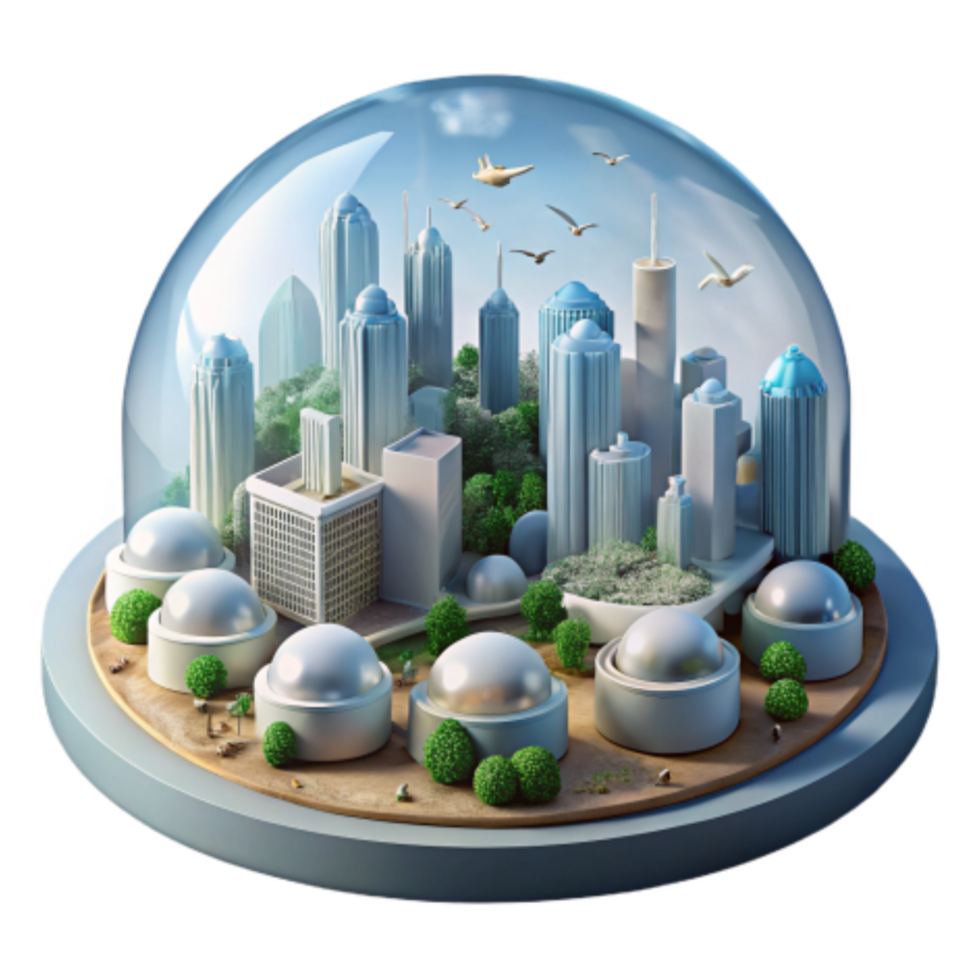 impressive modern Eco-City Sustainable Urban Design in a Glass Dome premium png