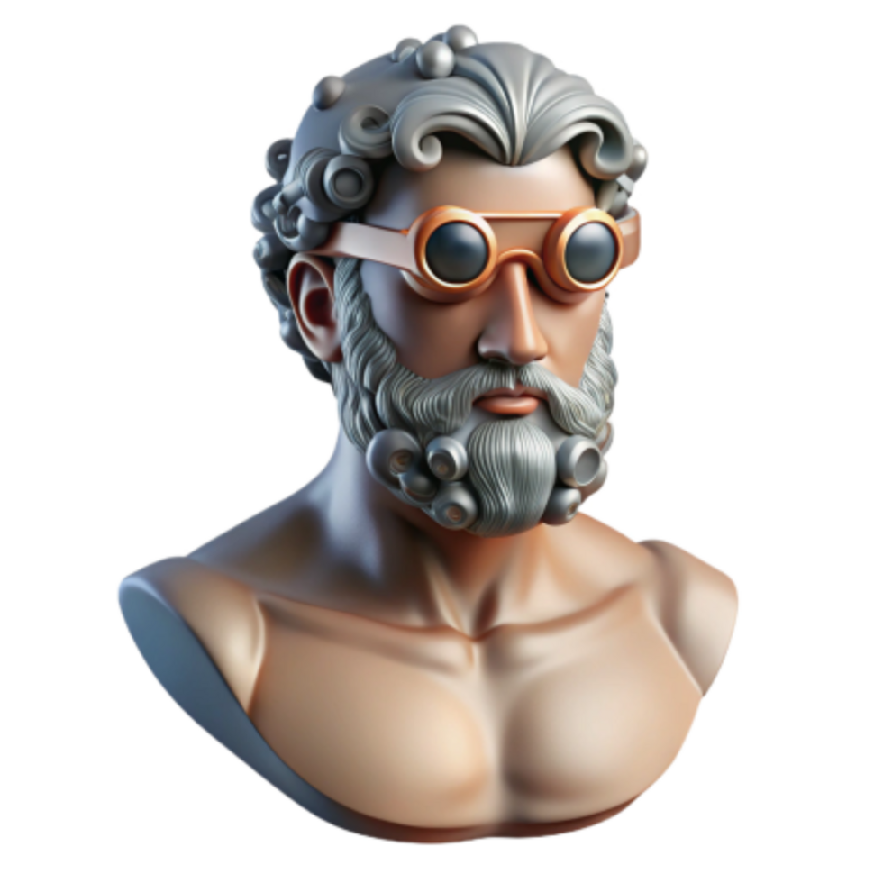dramatic abstract Classical Bust with Modern Goggles A 3D Render original png