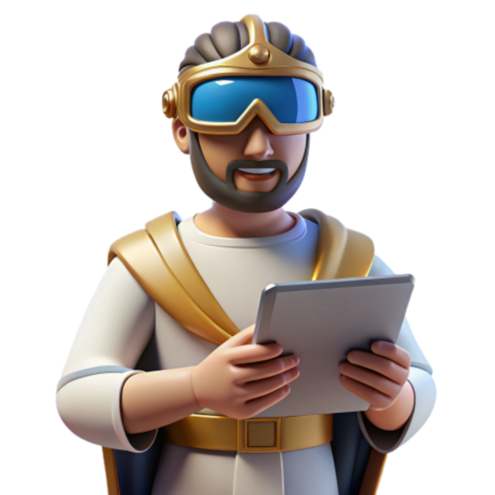 extraordinary abstract Royal Tablet User Digital Age in Ancient Attire original png