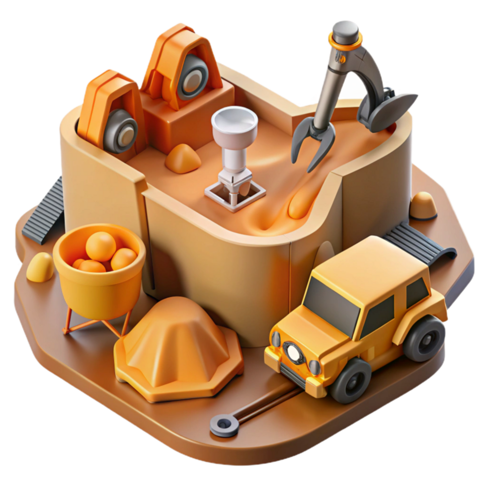 elegant contemporary Sand Pit Excavation 3D Model of Construction Site high resolution png