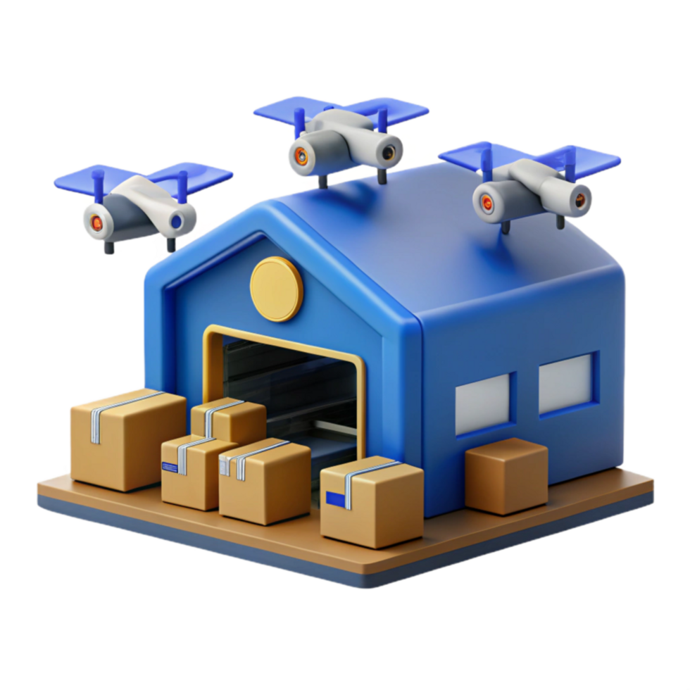 wonderful rustic Drone Delivery Warehouse Automated Package Sorting and Distribution high quality png