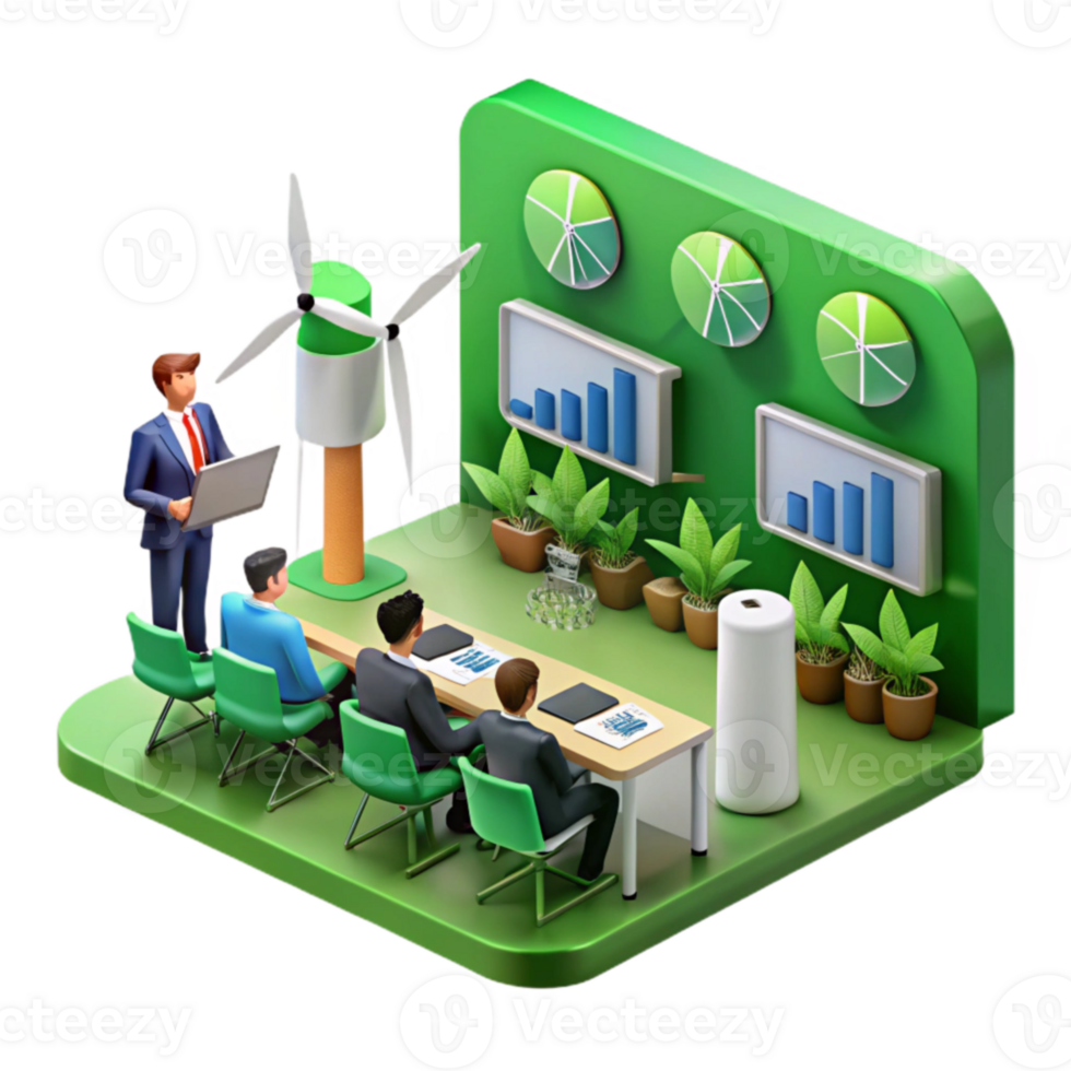 impressive minimalist Green Energy Business Meeting Charts, Wind Turbine, and Growth Strategy high quality png