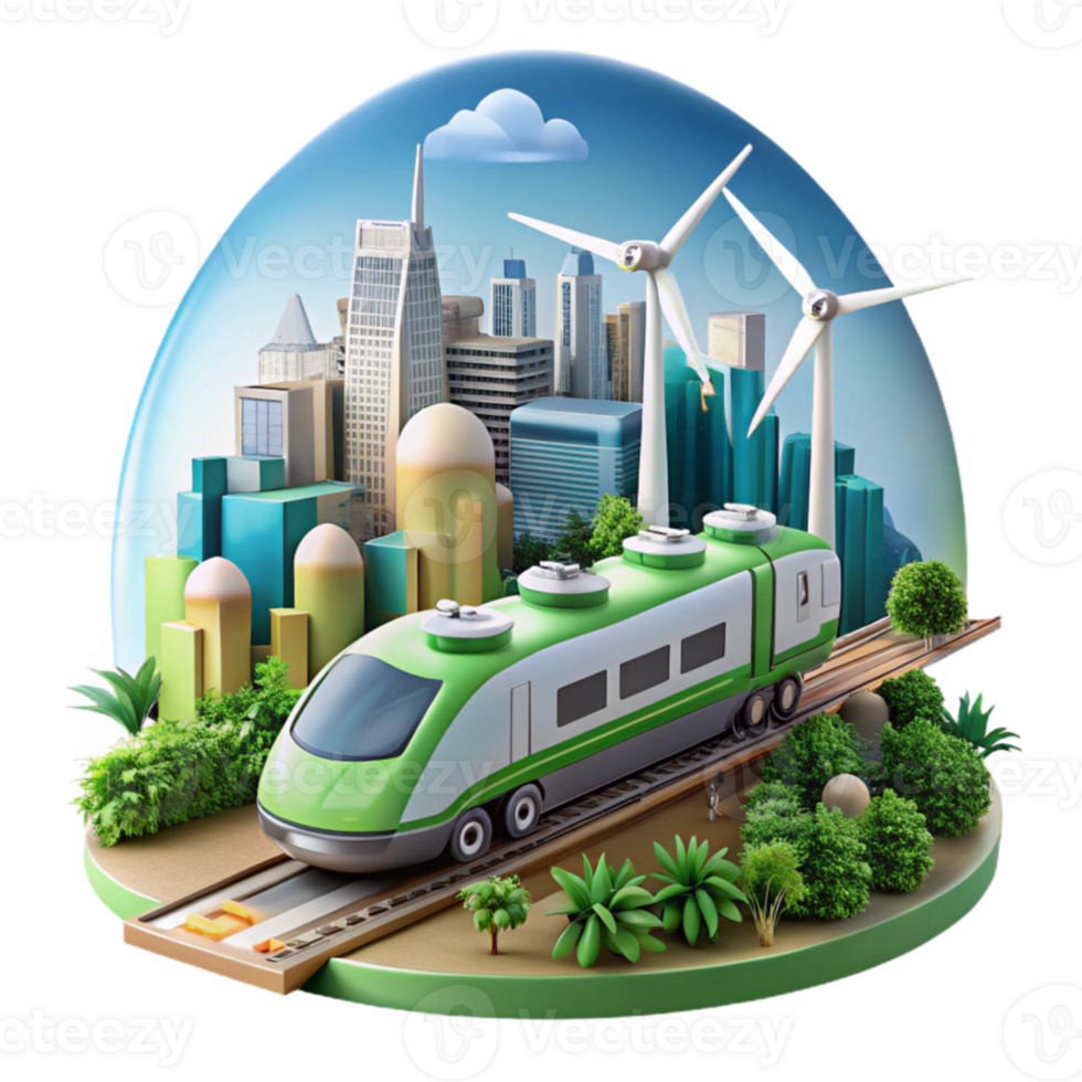 beautiful abstract Green City Rail Sustainable Urban Transit and Renewable Energy detailed png