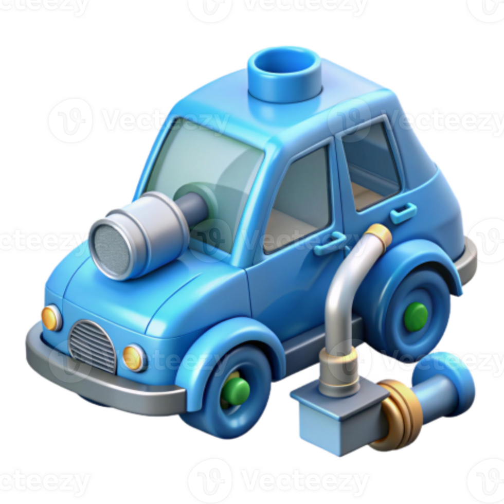 vibrant abstract Cartoon Turbo Car 3D Model with Exhaust 4K png