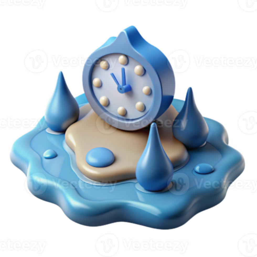 serene creative Time Management Water Conservation Clock premium png