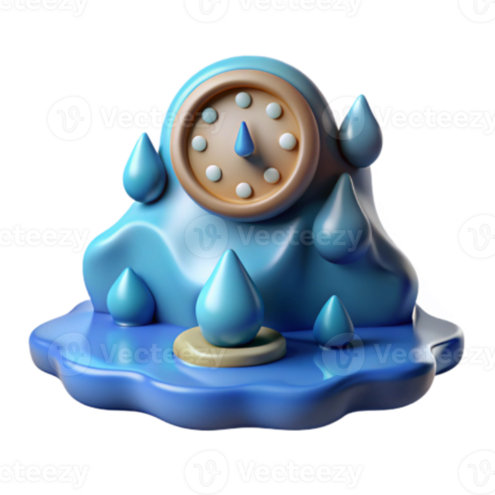 stunning creative Time and Water A 3D Render of a Clock in a Puddle premium png
