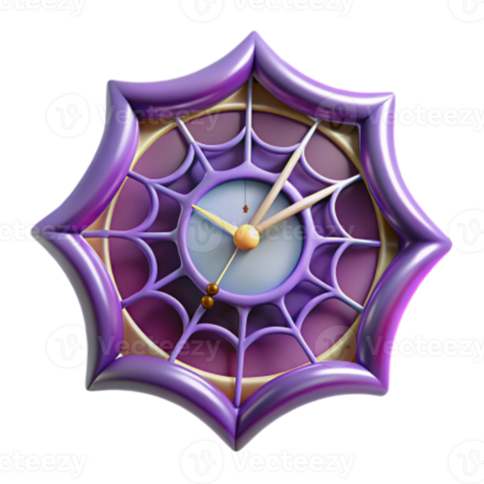 extraordinary rustic Purple Webbed Clock 3D Rendered Wall Decor original png