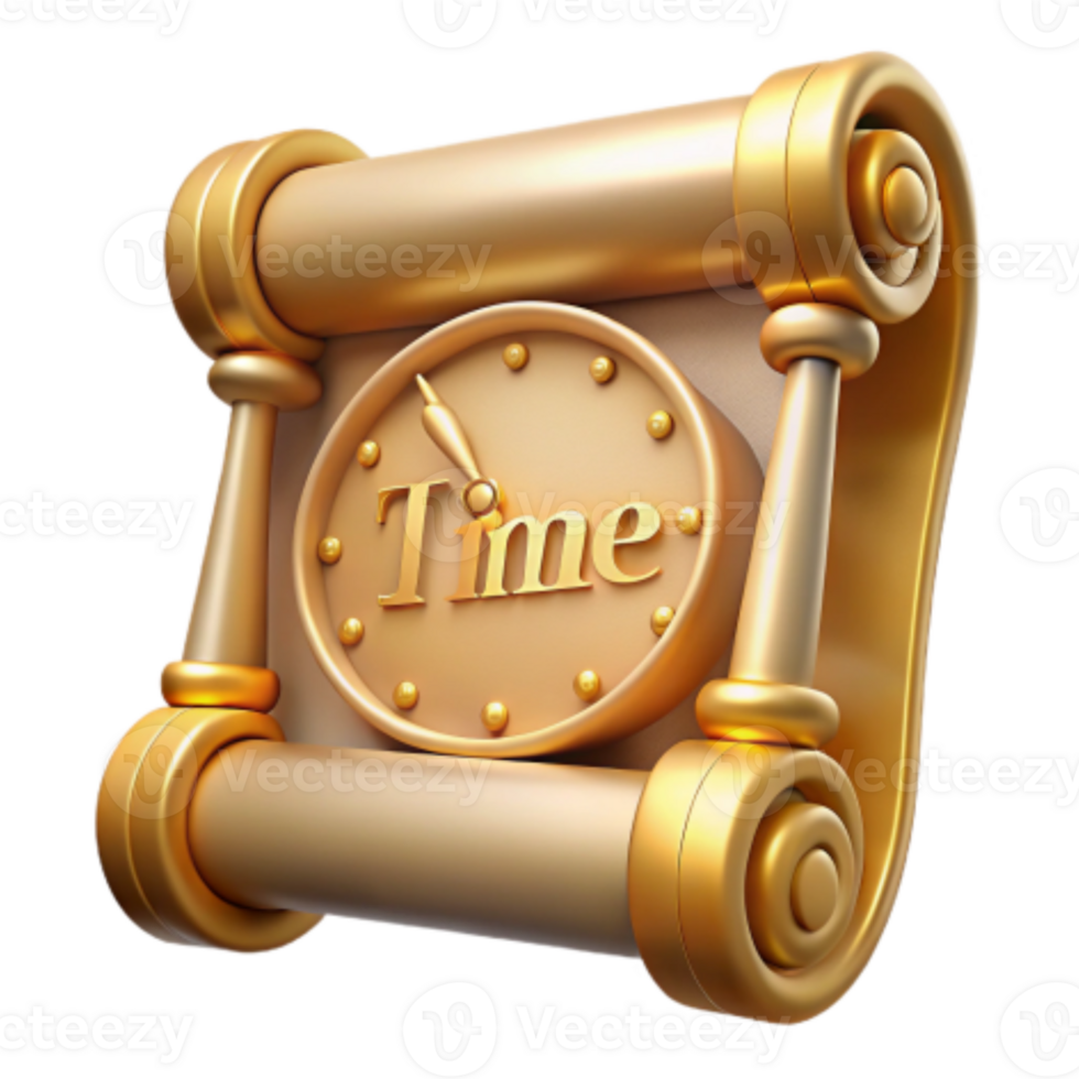 wonderful vintage Golden Clock Scroll A Timeless Design authentic png
