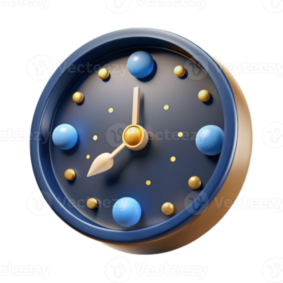 magnificent abstract Stylish 3D Clock Design Blue, Gold, Timekeeping exclusive png