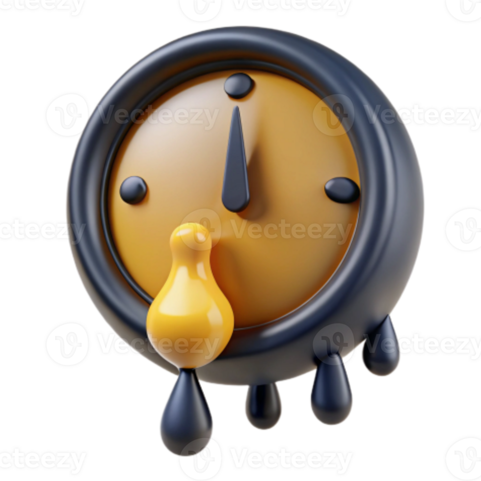 extraordinary creative Melting Clock 3D Render of Times Passing premium png