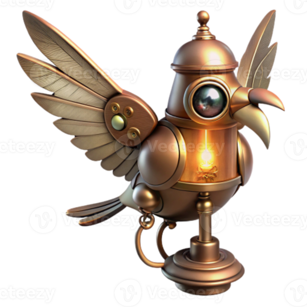 dramatic rustic Steampunk Avian Automaton Mechanical Bird Lamp original png