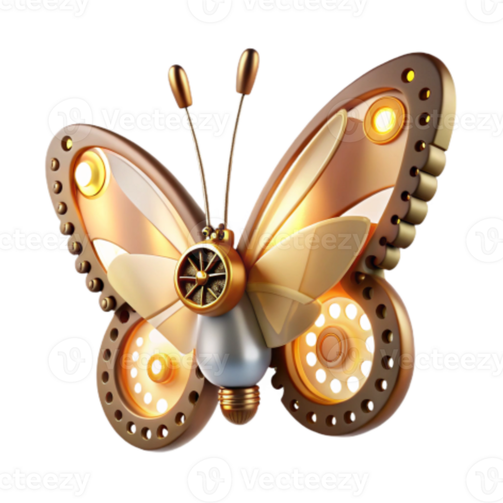 extraordinary modern Steampunk Butterfly Gears, Lights, and Art detailed png