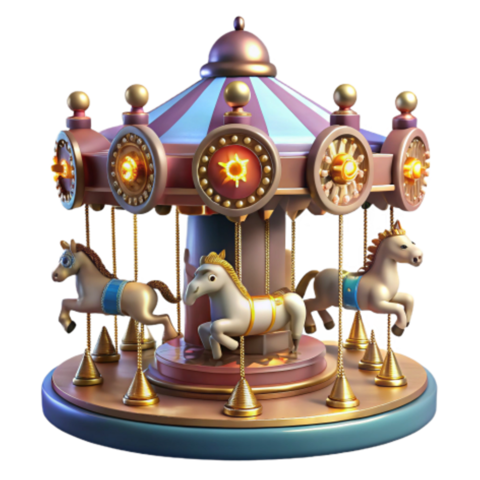 extraordinary artistic Whimsical Carousel 3D Model Fairytale Ride Animation professional png