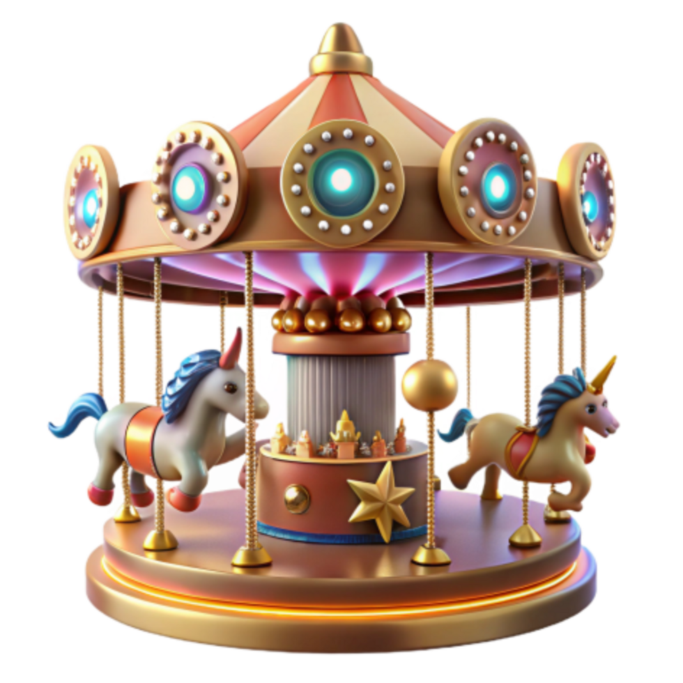 dramatic traditional Whimsical Unicorn Carousel A Fairytale Ride high quality png