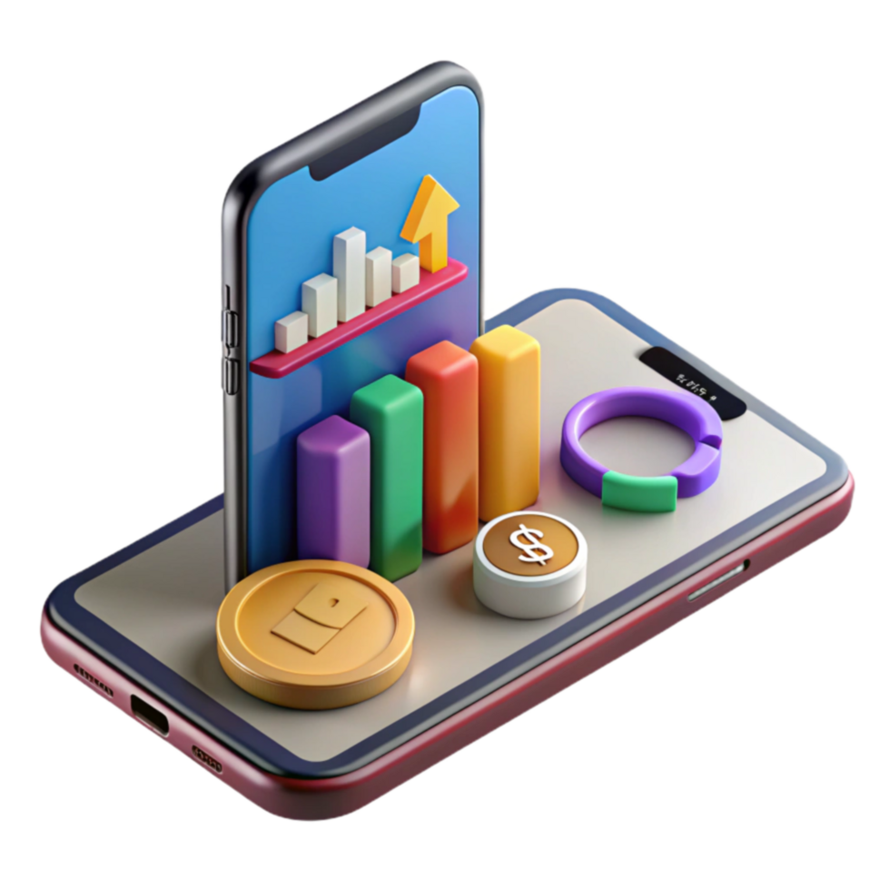 vibrant rustic Mobile Finance Tracking Growth, Analyzing Data, Managing Finances premium png