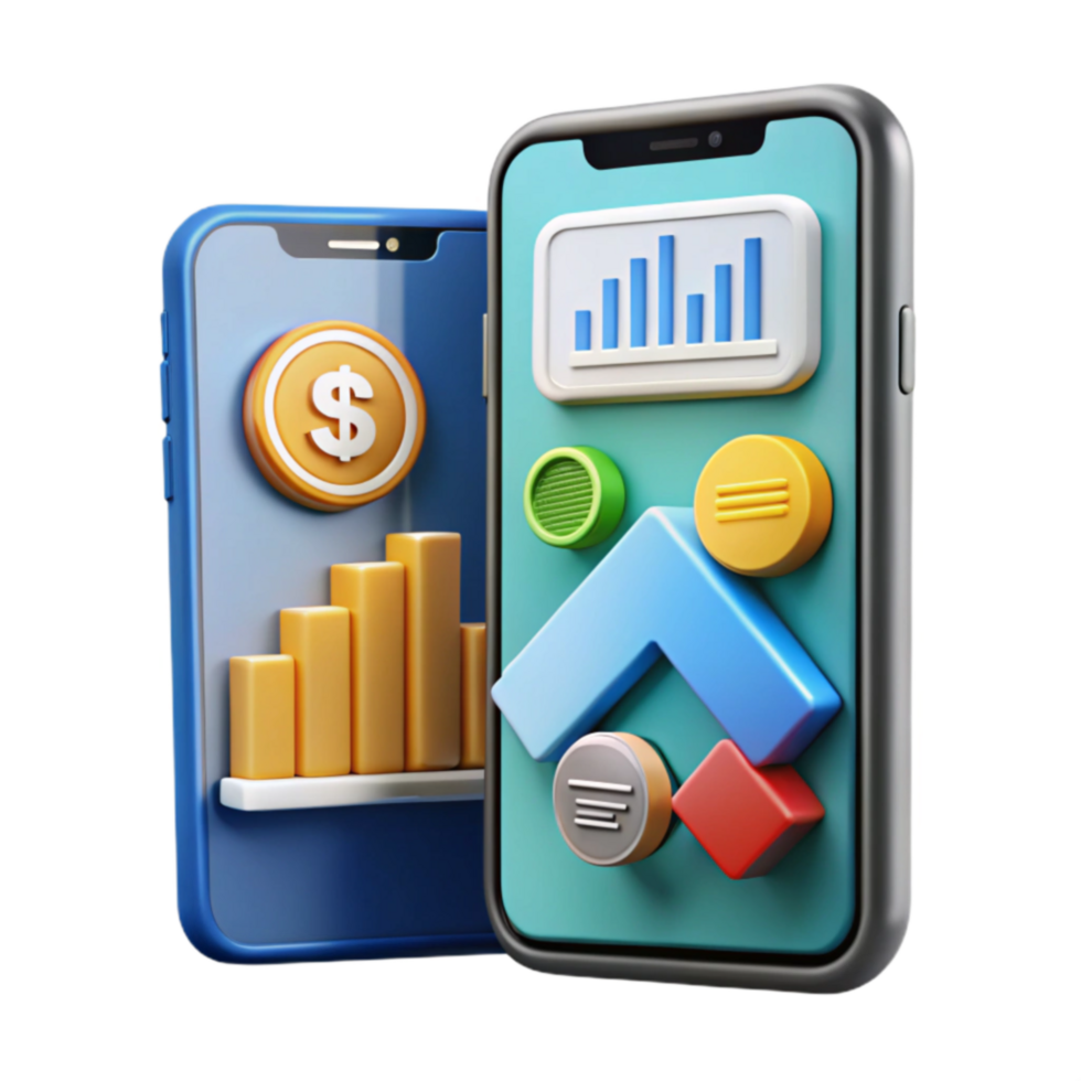 stunning modern Mobile Finance App Track Investments, Visualize Data high quality png