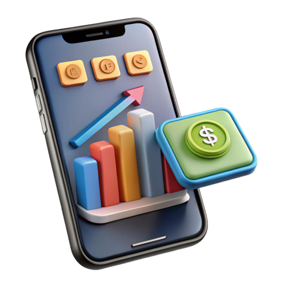 impressive minimalist Mobile App Financial Growth Charting Investment Success 4K png