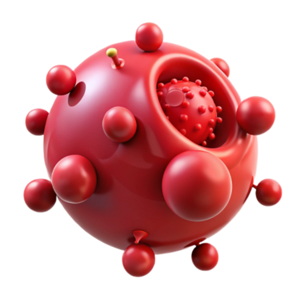 beautiful rustic Cellular Structure 3D Model of a Virus Particle 4K png