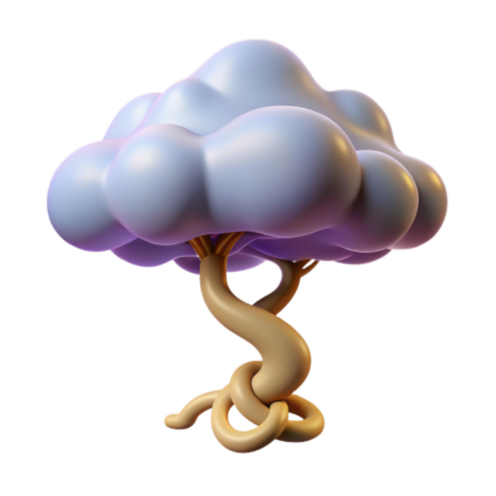 elegant rustic Cloud Tree 3D Render of Whimsical Nature exclusive png