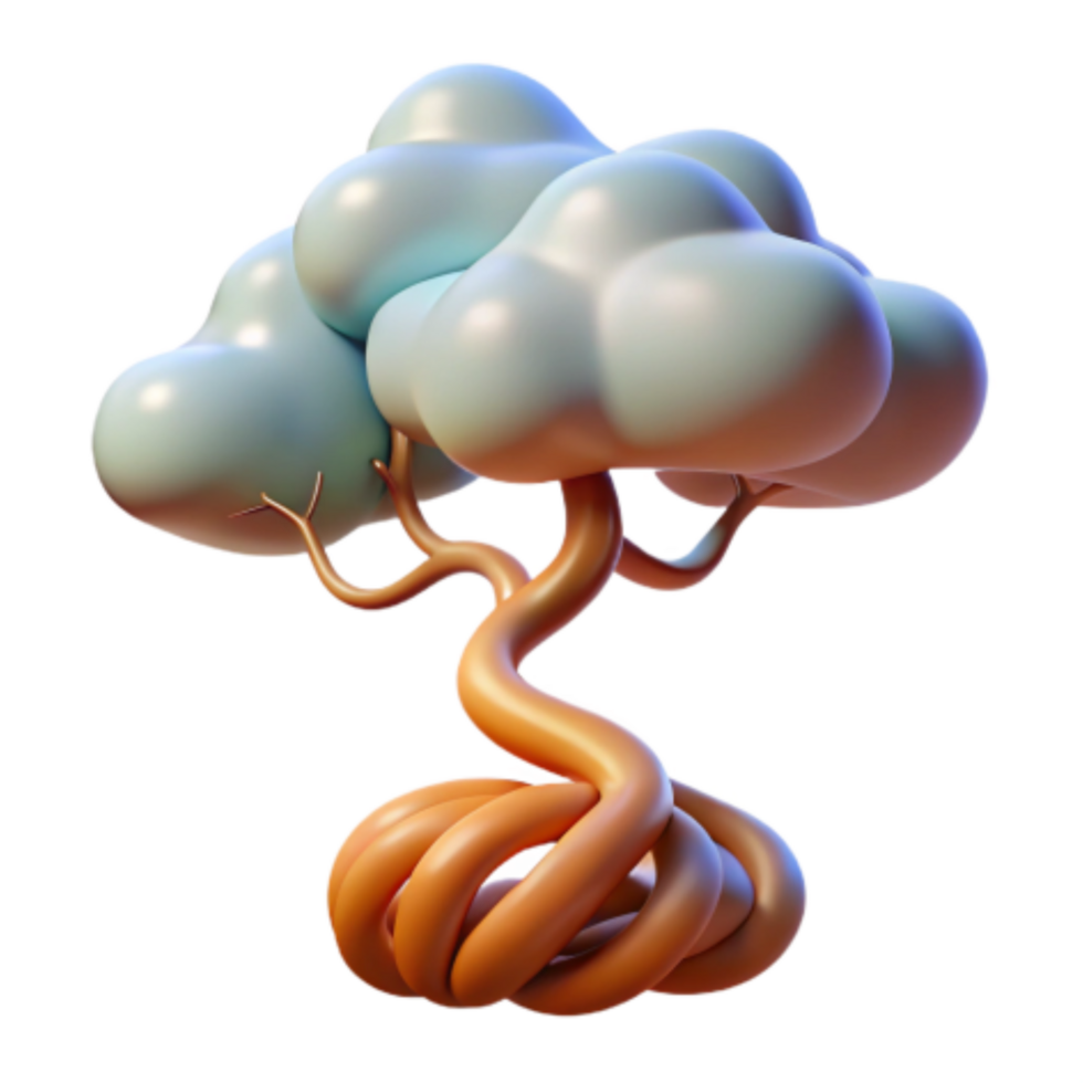 impressive vintage Abstract Twisted Tree 3D Render of Unique Tree Design authentic png
