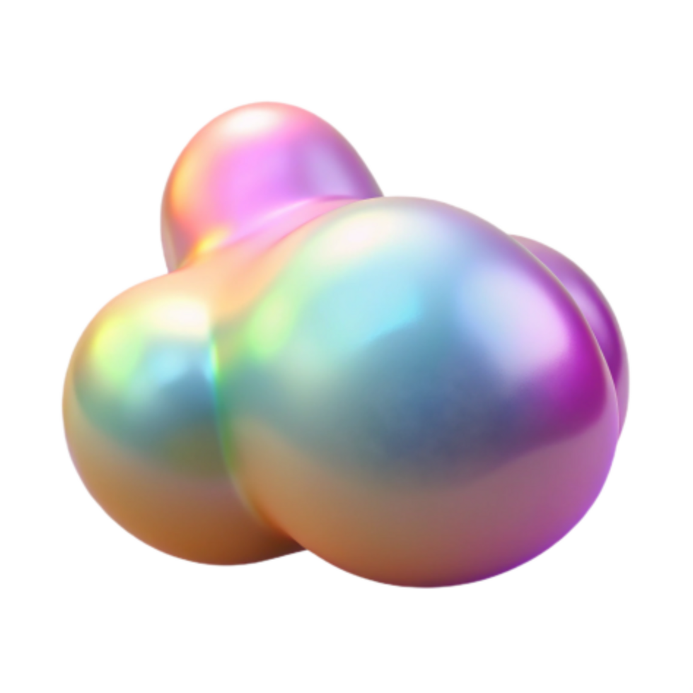 elegant modern Iridescent Bubbles Abstract 3D Render detailed png