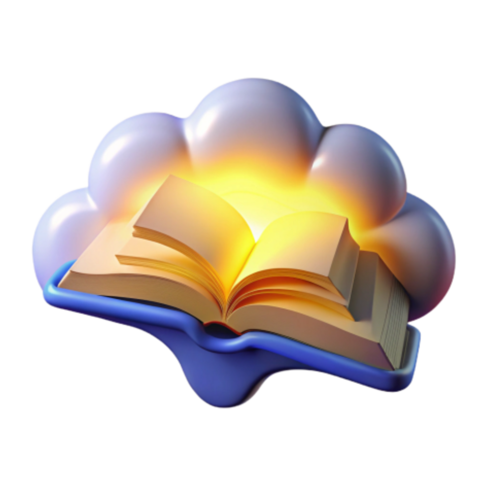 vibrant minimalist Illuminated Book Cloud Computing Digital Literacy high resolution png