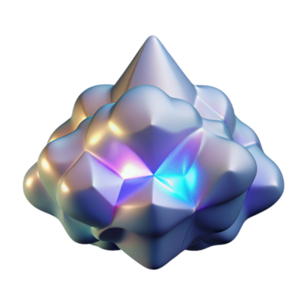 extraordinary artistic Abstract 3D Render Iridescent, Crystalline Cloud Form authentic png
