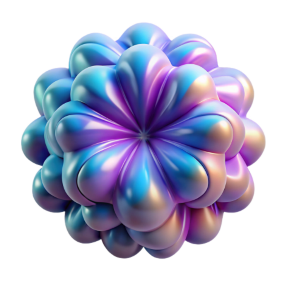 magnificent contemporary Iridescent 3D Flower Abstract Bubble Bloom high resolution png