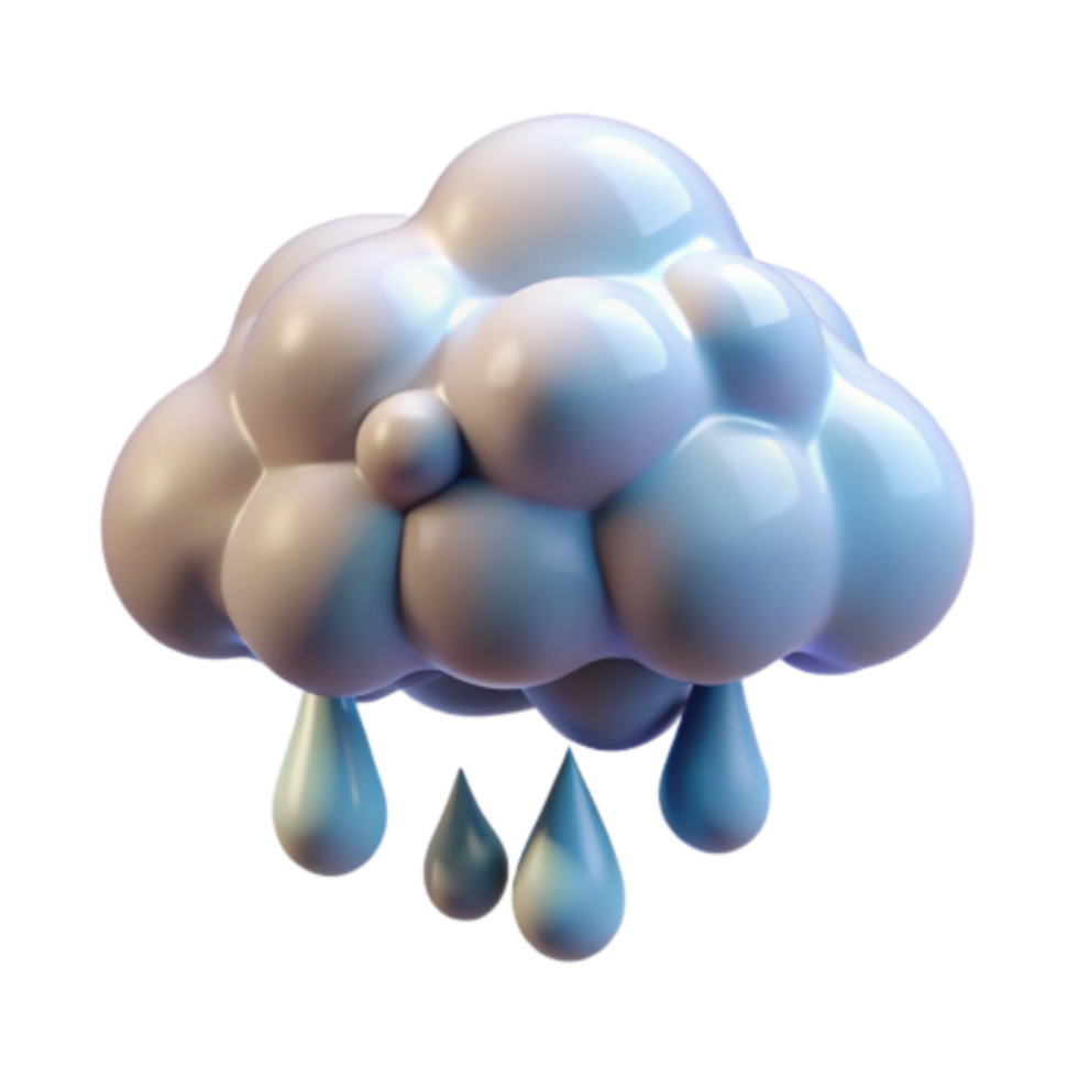 elegant creative 3D Render Rainy Cloud Icon, Water Droplets professional png