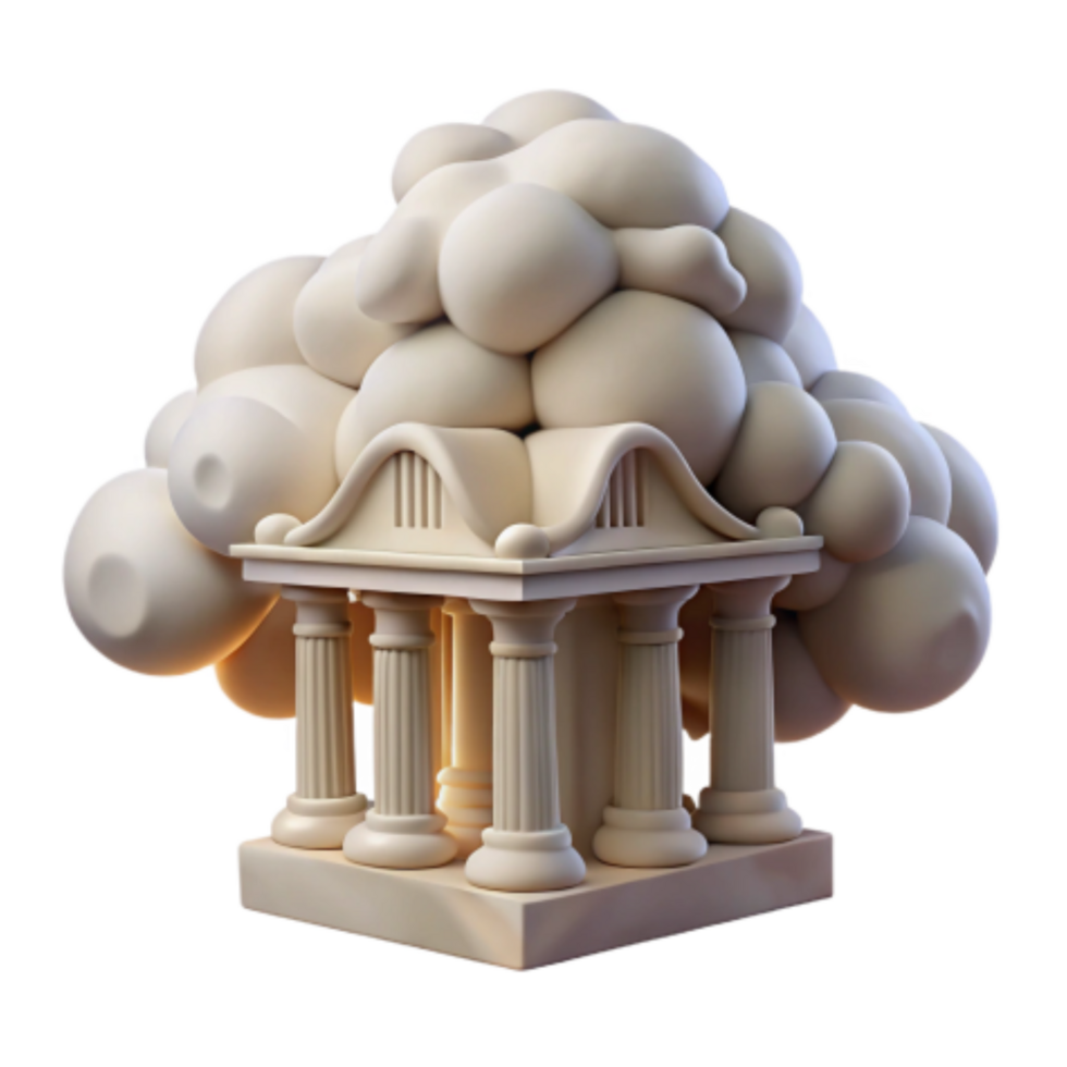 serene vintage Temple Under a Cloud 3D Render of Classical Architecture authentic png