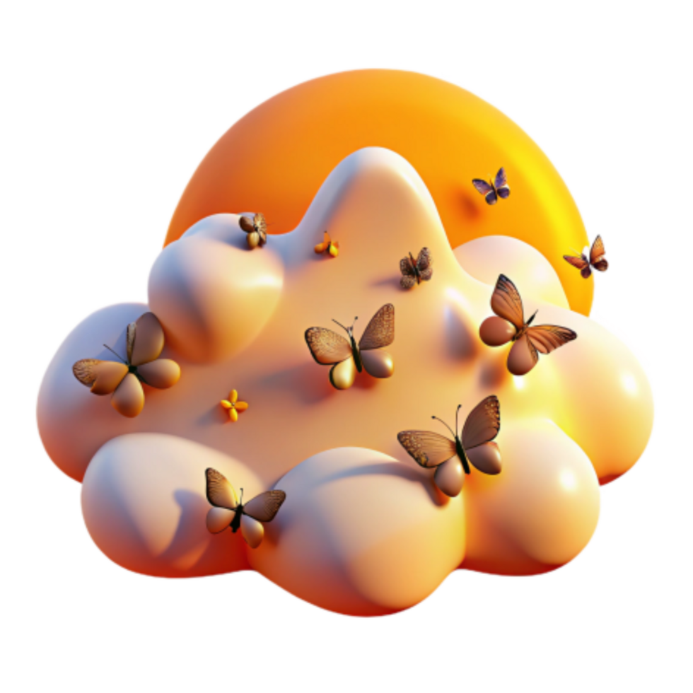 dramatic artistic Butterflies on a Sunset Cloud premium png