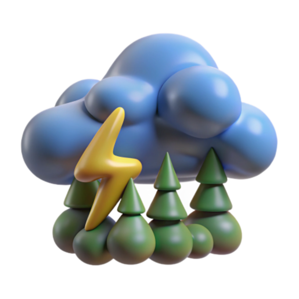 beautiful rustic Thunderstorm Over Forest 3D Render professional png