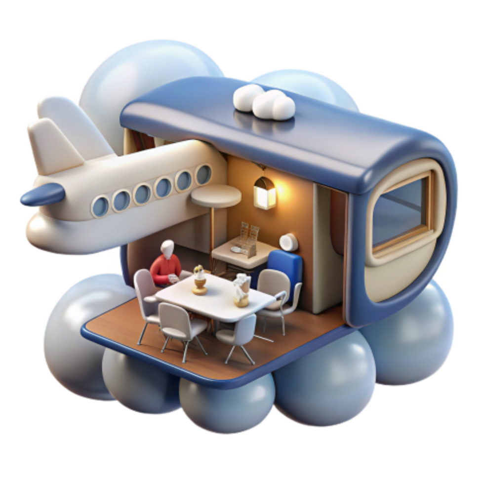 vibrant modern Luxury Airplane Interior Private Jet Dining Experience exclusive png