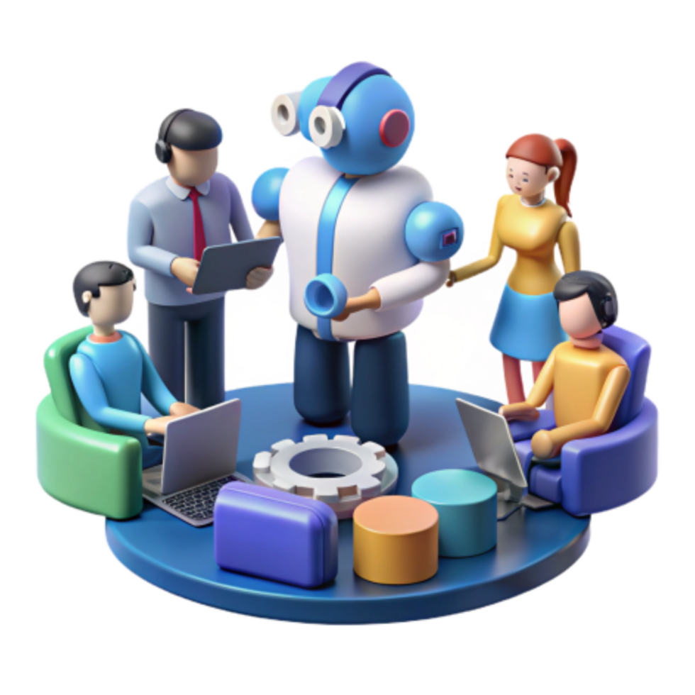 extraordinary minimalist Teamwork with AI Collaborative Problem Solving high resolution png