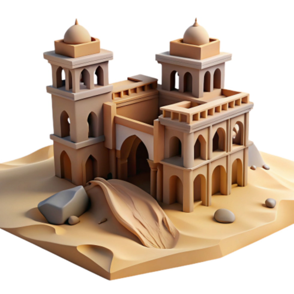impressive rustic Desert Palace 3D Render of Ancient Architecture high resolution png