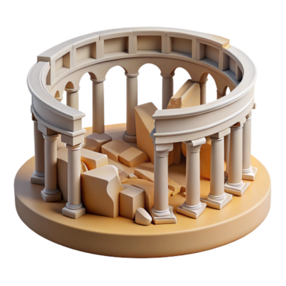 elegant artistic Circular Ruins 3D Model of Ancient Architecture high resolution png