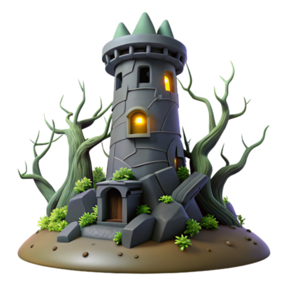serene vintage Enchanted Stone Tower 3D Model Fantasy Game Asset 4K png