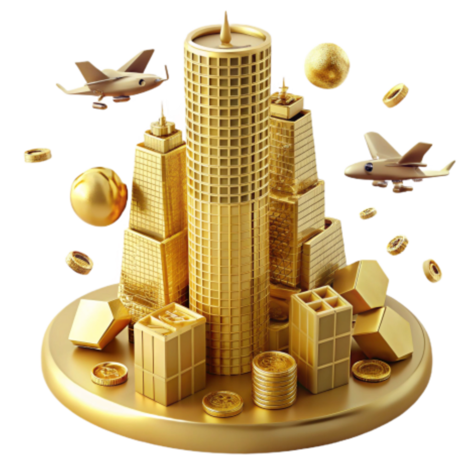 elegant abstract Golden City Global Trade Investment Growth authentic png