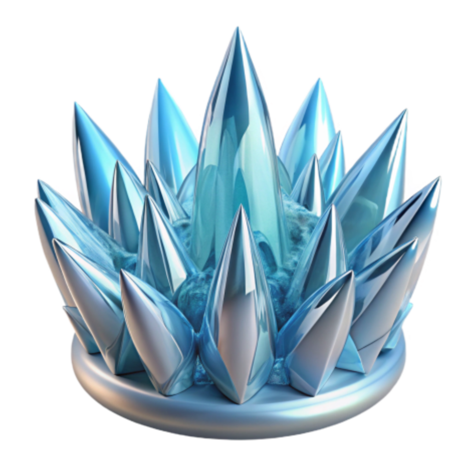 vibrant rustic Icy Crystal Cluster 3D Render of Sparkling, Pointed Formations high quality png