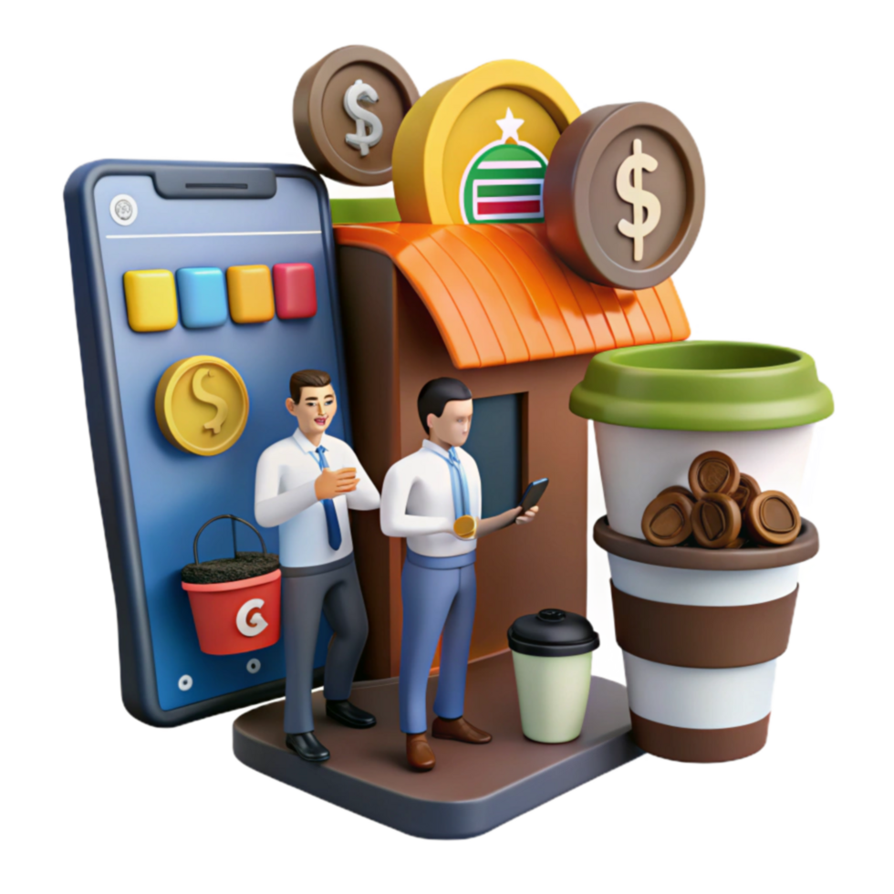 vibrant classic Mobile Payment Coffee Shop Transactions exclusive png